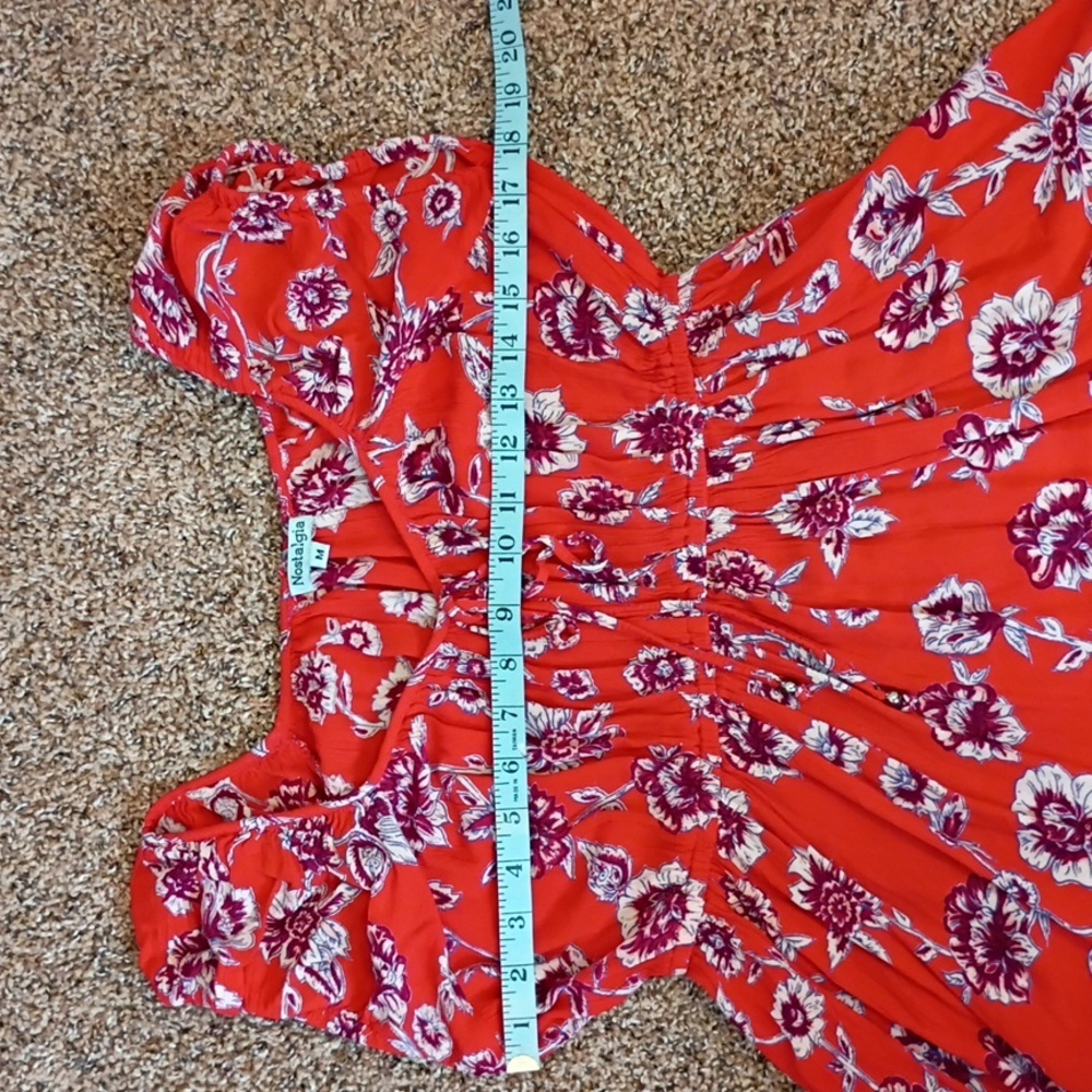 Nostalgia Red and Purple Floral Babydoll Dress - Picture 7 of 10